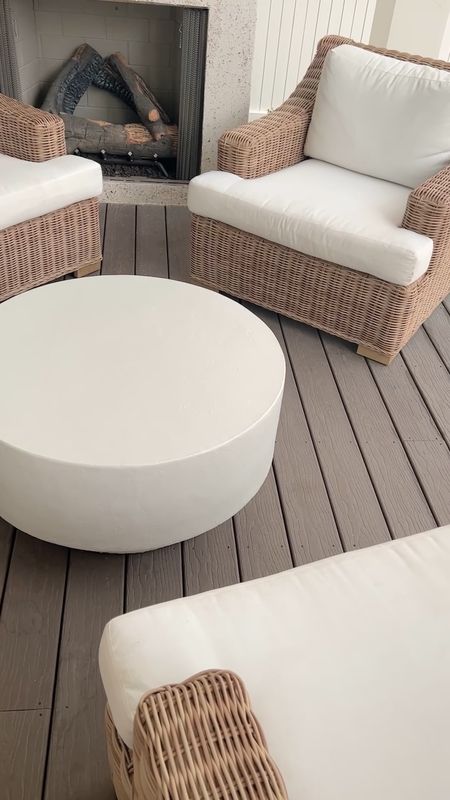 Target indoor outdoor coffee table. I have the matching side tables in my living room. You can layer the two tables together as well.  These patio chairs are a splurge but so gorgeous. 

#LTKStyleTip #LTKVideo #LTKHome