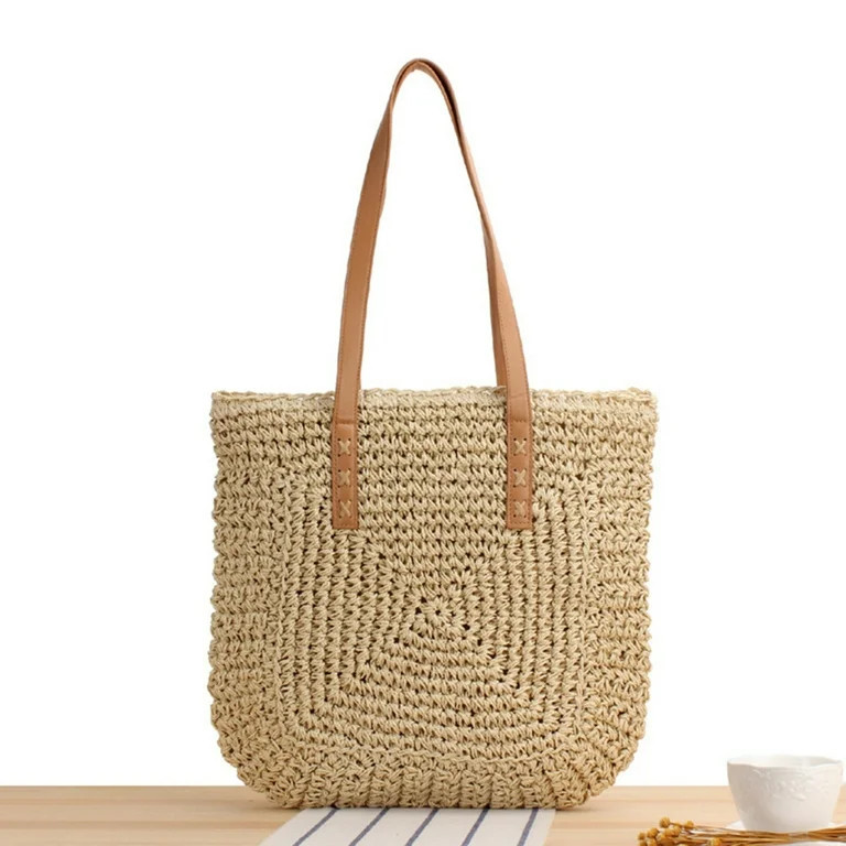 Women's Literary Tote Shoulder Bag Boho Handmade Weaving Straw Handbag for Christmas Birthday Bea... | Walmart (US)
