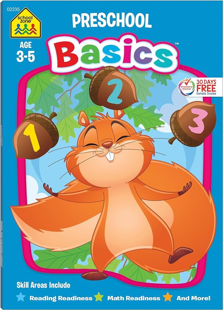 School Zone Preschool Basics Workbook: Curriculum Series for Ages 3-5, Learn Reading and Math Ski... | Amazon (US)