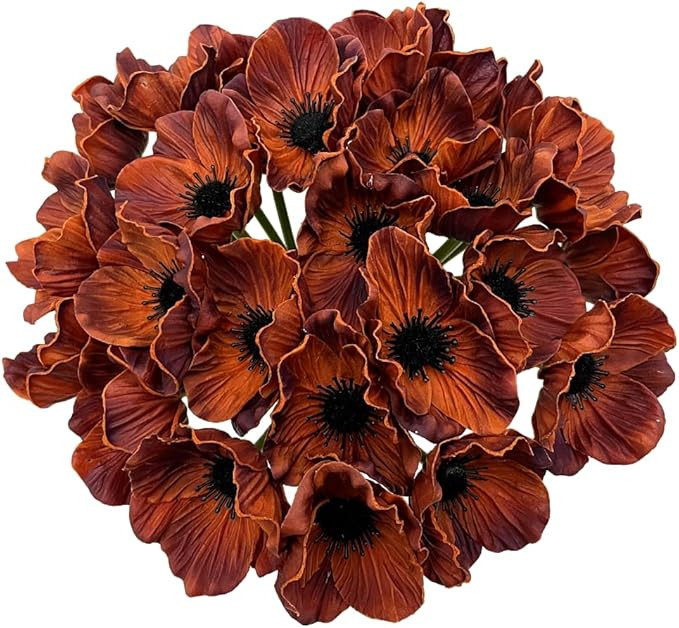 14Pcs Real Touch Anemone Poppy Bouquet for Artificial Flower Decor Kitchen Table Centerpiece Vase... | Amazon (US)