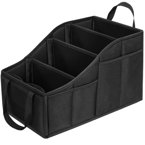 YOHOOLYO Car Seat Organizer Backseat Car Organizer with 4 Compartments, 4 Cup Holders and 7 Mesh Pockets for Front and Rear Seat, Black | Amazon (US)