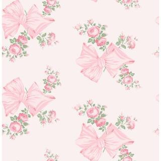 Rosa Beaux Pink Mint Large Bow Spot Wallpaper | The Home Depot