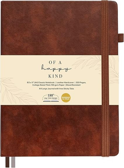Classic Lined Journal Notebook 8.5x11" A4 Hardcover Leather - Brown - 200 Pages College Ruled Lar... | Amazon (US)