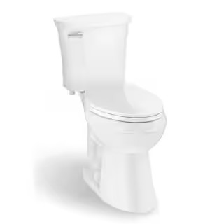 Power Flush 12 inch Rough In Two-Piece 1.28 GPF Single Flush Elongated Toilet in White Seat Inclu... | The Home Depot