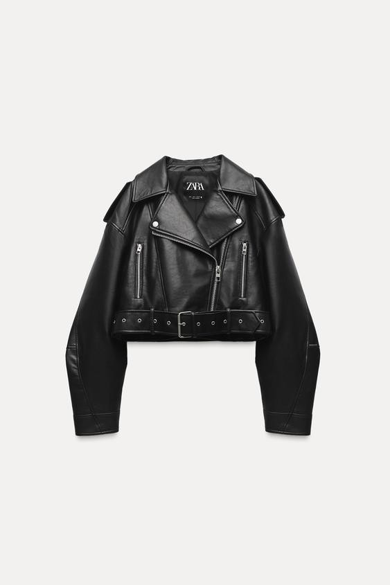 FAUX LEATHER CROP BIKER JACKET | Zara US