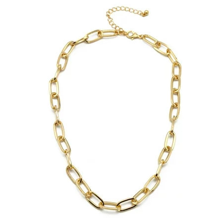 Gold Rectangle Link Chain Necklace This Gold Rectangle Link Chain Necklace | Walmart (US)