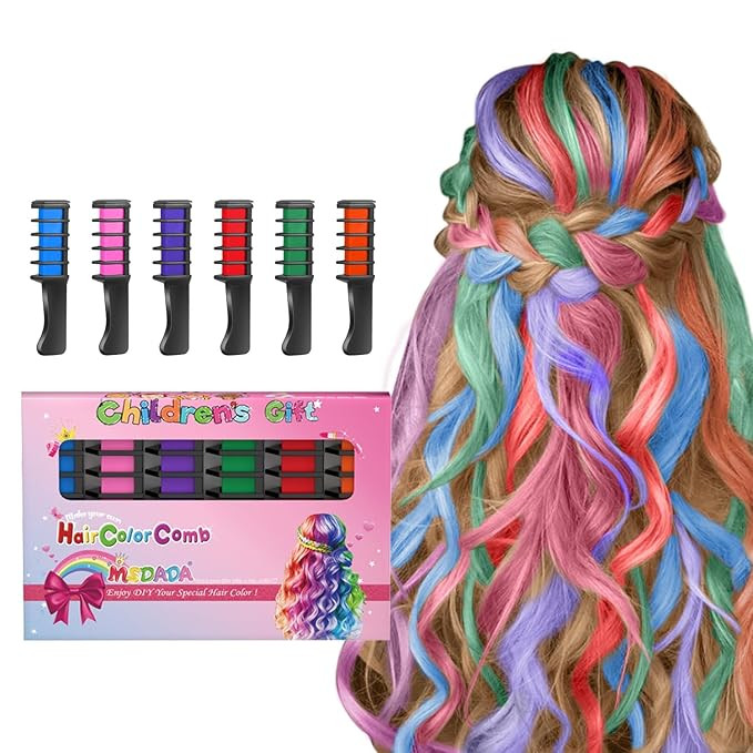 New Hair Chalk Comb Temporary Hair Color Dye for Girls Kids, Washable Hair Chalk for Girls Age 4 ... | Amazon (US)