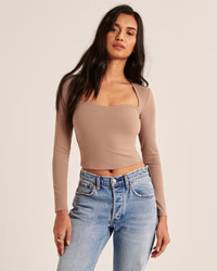 Double-Layered Seamless Fabric Sweetheart Top | Abercrombie & Fitch (US)
