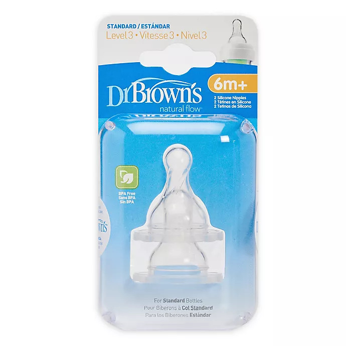 Dr. Brown's Natural Flow® Silicone Level 3 Baby Bottle Nipples (2-Pack) | buybuy BABY