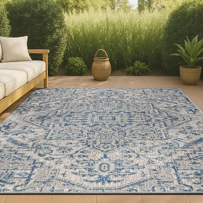 JONATHAN Y Estrella Bohemian Medallion Textured Weave Navy/Gray 10 ft. x 14 ft. Indoor/Outdoor Area Rug, Non-Shedding, Easy-Clean | Target