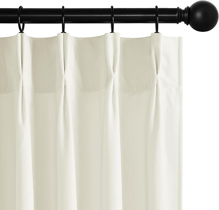 RYB HOME Cortinas de Terciopelo Blanco Crema con Pliegues Pinzados, Cortinas con Pliegues Pinzado... | Amazon (US)