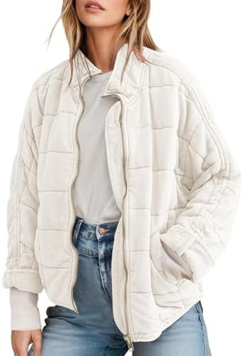 SAUKOLE Womens Winter Dolman Long Sleeve Full-Zip Quilted Jacket Coat Warm Outerwear | Amazon (US)