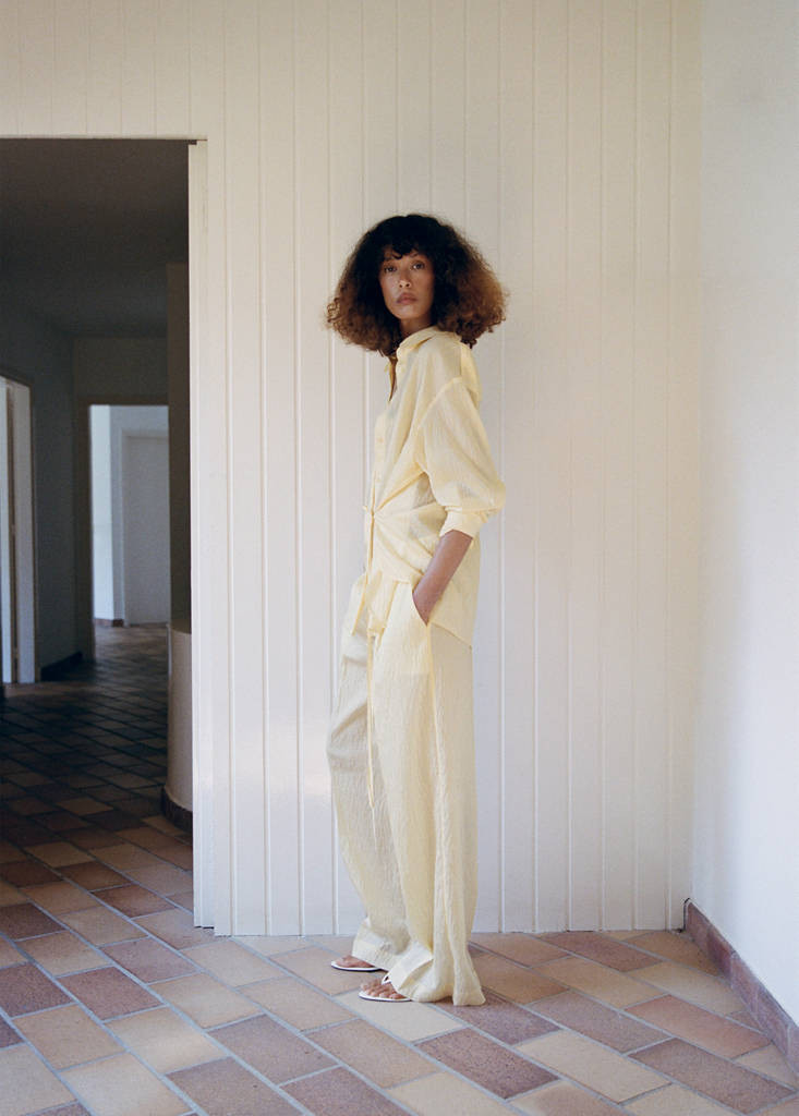 Striped lyocell trousers pastel yellow - Women - 6 - MANGO | Mango (US/MX/AU)