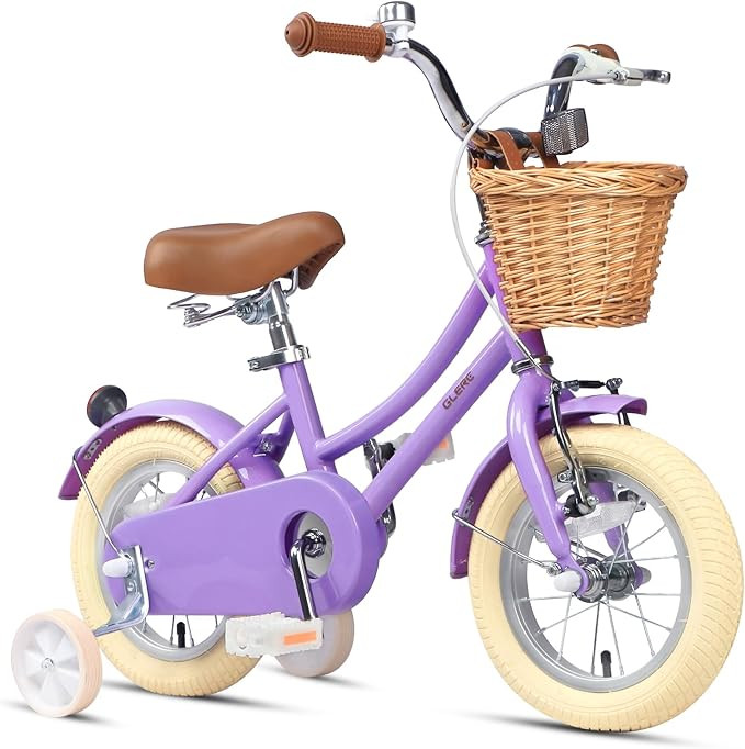 Glerc Little Molly 12-20 Inch Kids Retro Cruiser Bike for 2-13 Year Old with Wicker Basket & Trai... | Amazon (US)