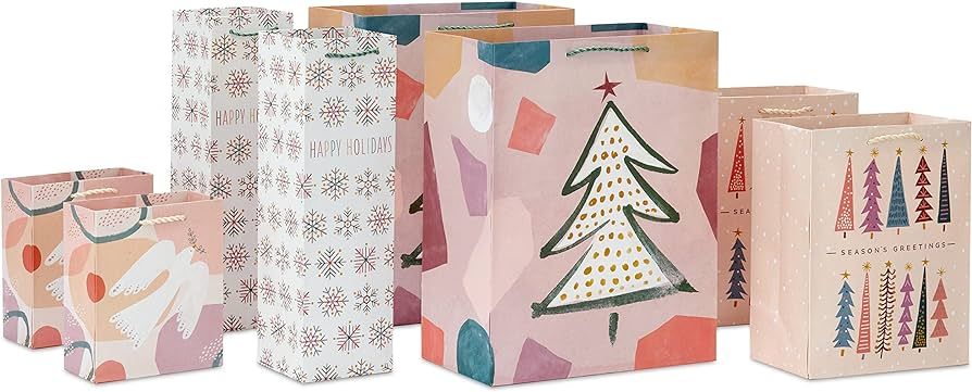 Hallmark Boho Christmas Gift Bag Assortment (8 Bags: 2 Small 6", 2 Medium 9", 2 Large 13", 2 Bott... | Amazon (US)