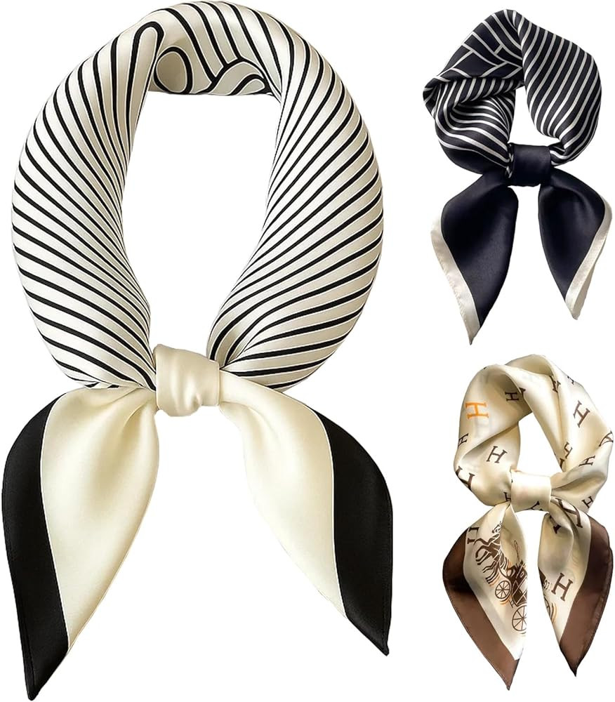 27.5 Inch Silk Feeling Scarf for Women Square Satin Head Scarf Hair Wrap Bandana | Amazon (US)