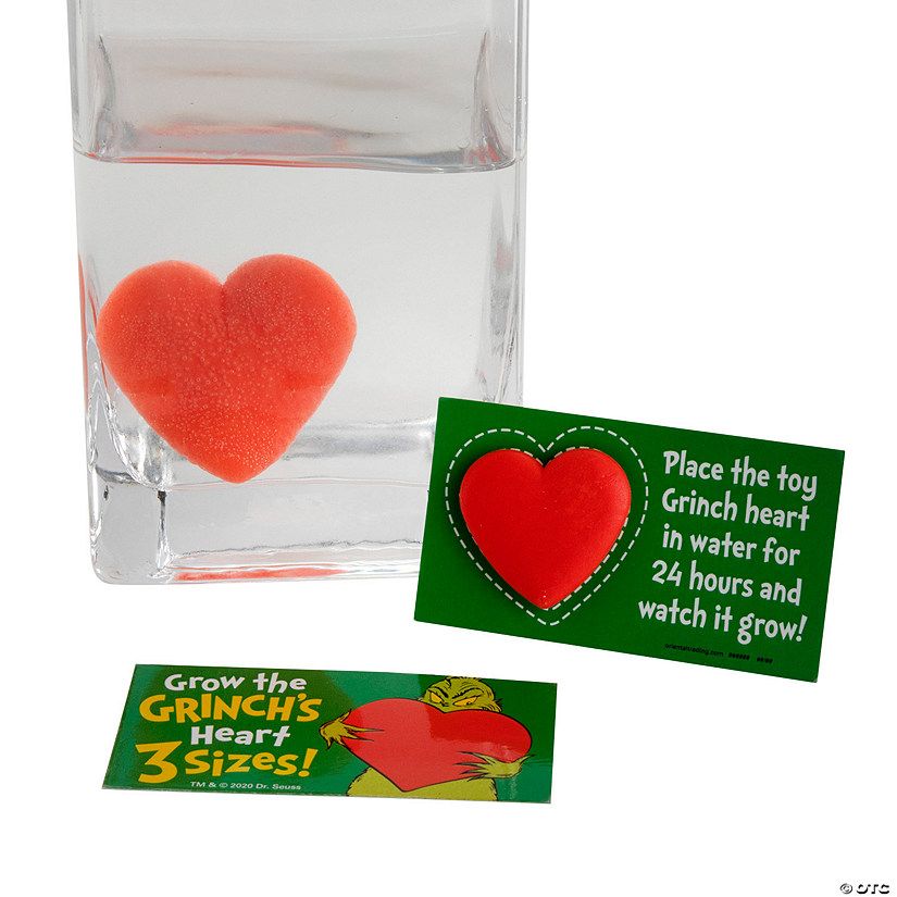Bulk 48 Pc. Watch it Grow Dr. Seuss™ The Grinch Hearts Water Toys with Card | Oriental Trading Company