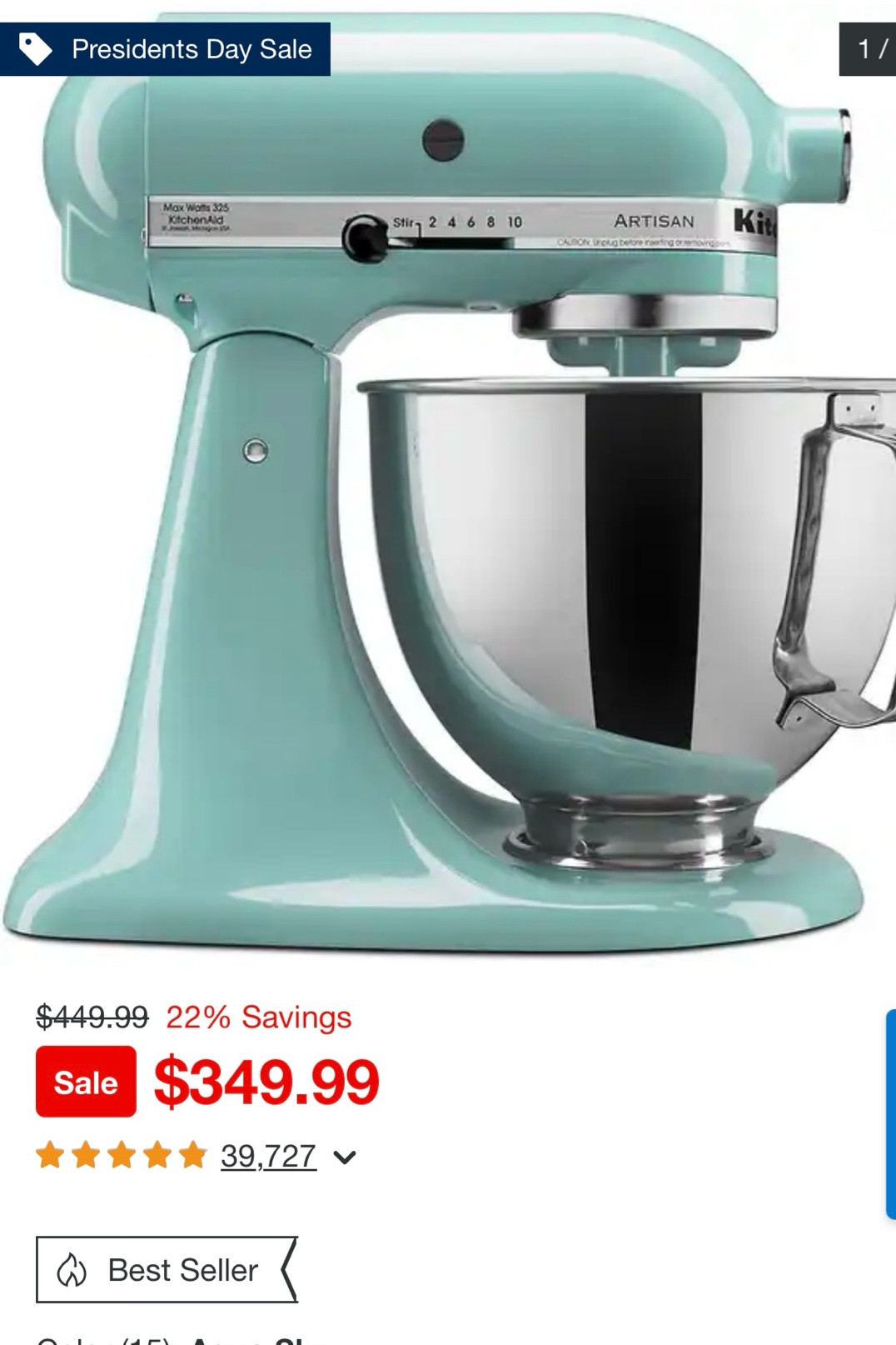 President’s Day Sale. Try KitchenAid's best-selling stand mixer! The Artisan Series 325-watt tilt-back head stand mixer is incredibly versatile and more than a mixer. With all the available attachments (sold separately), you can use the top-rated mixer to make homemade pasta, stuff fresh sausage, whip up ice cream, and give fruit a squeeze.
For the cook, kitchen appliances, mixer, home  

#LTKSaleAlert #LTKHome