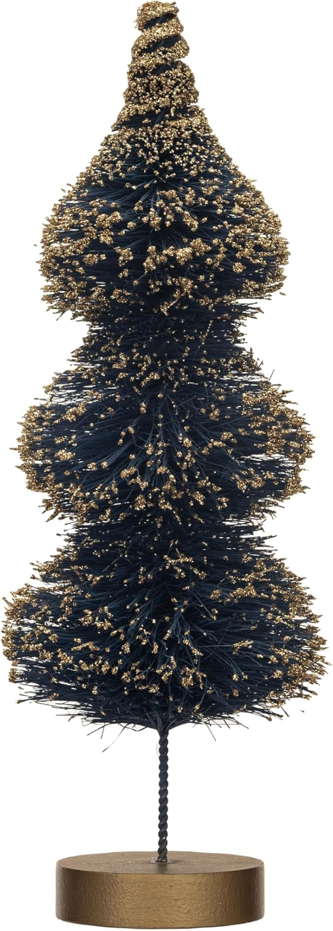 Creative Co-Op Sisal Bottle Brush Tree with Gold Glitter and Wood Base, Blue | Amazon (US)