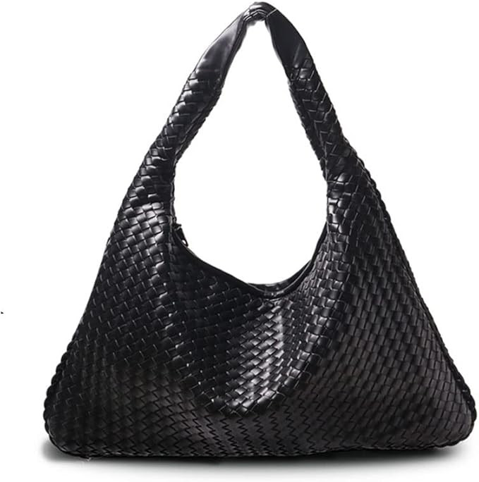 Amazon.com: Women's Leather Woven Tote Handbag,Handmade Large Capacity Shoulder Bags Travel Bag S... | Amazon (US)