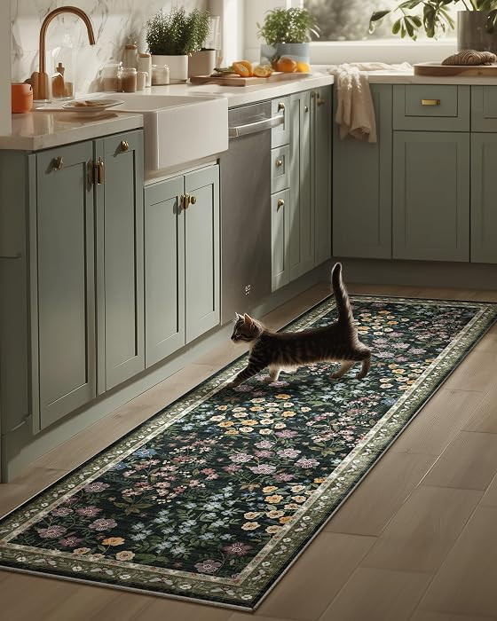 Machine Washable Rug Runners for Hallways: 2'6"x8' Kitchen Rugs Stain Resistant Non Slip Low Pile... | Amazon (US)