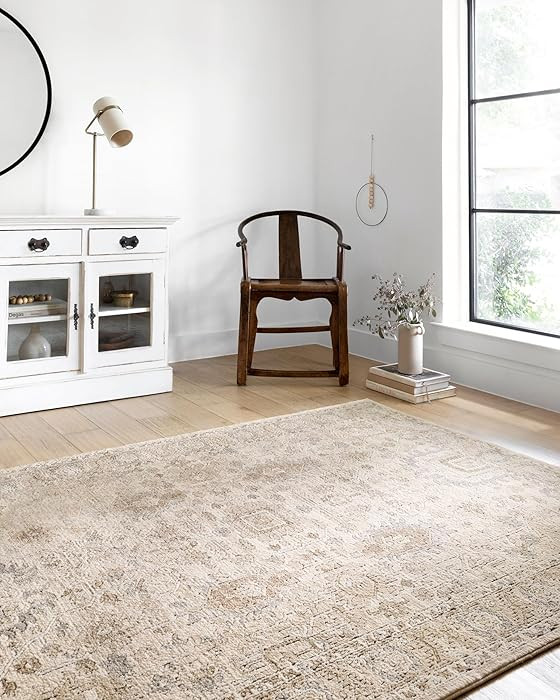 Loloi II Teagan Collection TEA-03 Ivory/Sand 5'-3" x 7'-6", .25" Thick, Area Rug, Soft, Durable, Neutral, Woven, Low Pile, Non-Shedding, Easy Clean, Living Room Rug | Amazon (US)