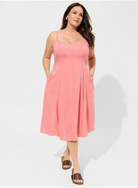 Midi Challis Sleeveless Trapeze Dress | Torrid (US & Canada)