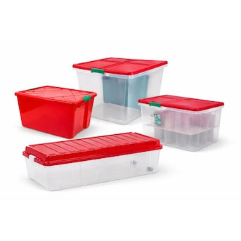 Shop Holiday Living Seasonal Stackable Red Lid Storage Totes at Lowes.com | Lowe's