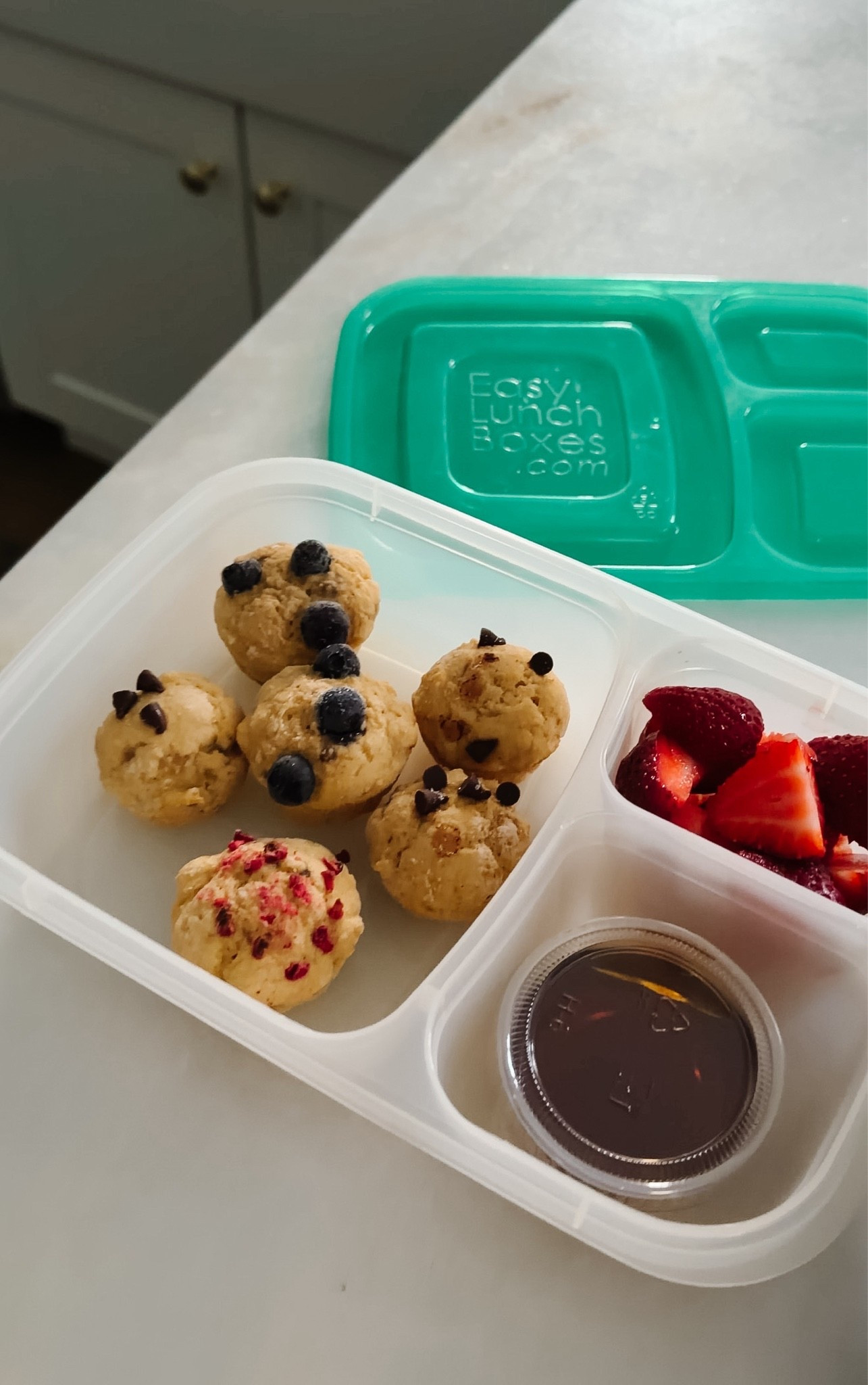 This is the perfect container combo to send the mini pancake muffins in. The condiment cup inside the divided container ensures it doesn’t leak or spill all over the lunch box. I use the #60 scoop for mini muffins.

#LTKmomlife #LTKfoodie #LTKKids