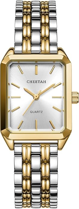 CHEETAH Women's Gold-Tone Dainty Watch, Retro Style Rectangular Case and Stainless Steel Band, Gi... | Amazon (US)