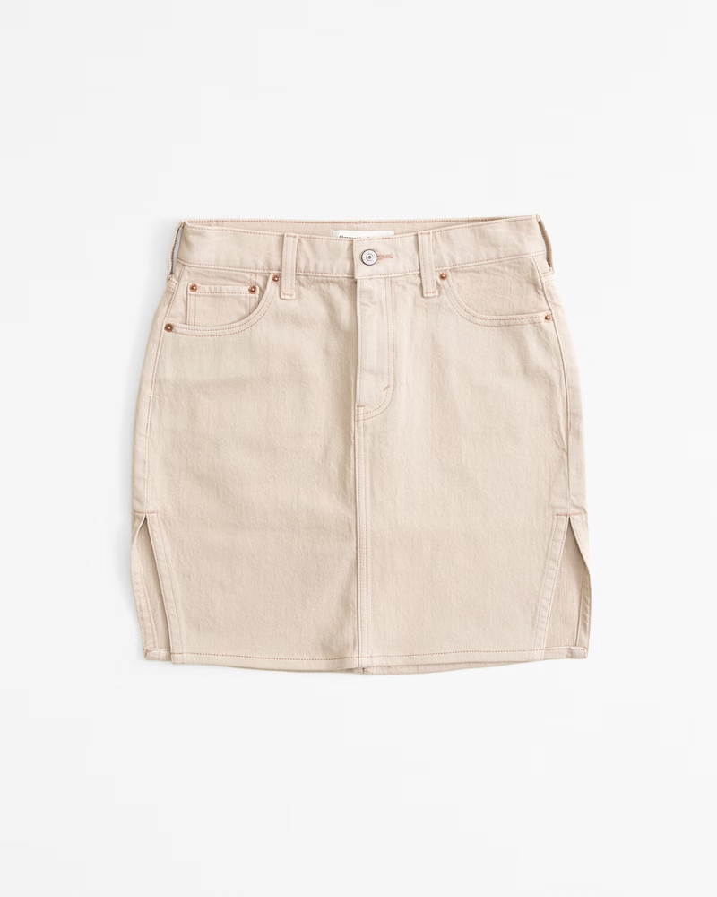 Mid Rise Denim Pencil Midi Skirt | Abercrombie & Fitch (US)