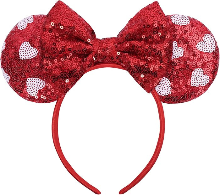 Valentine's Day Mouse Ears, Mouse Ears Valentine Headband for Adult Women Girls, Parks Ears for T... | Amazon (US)