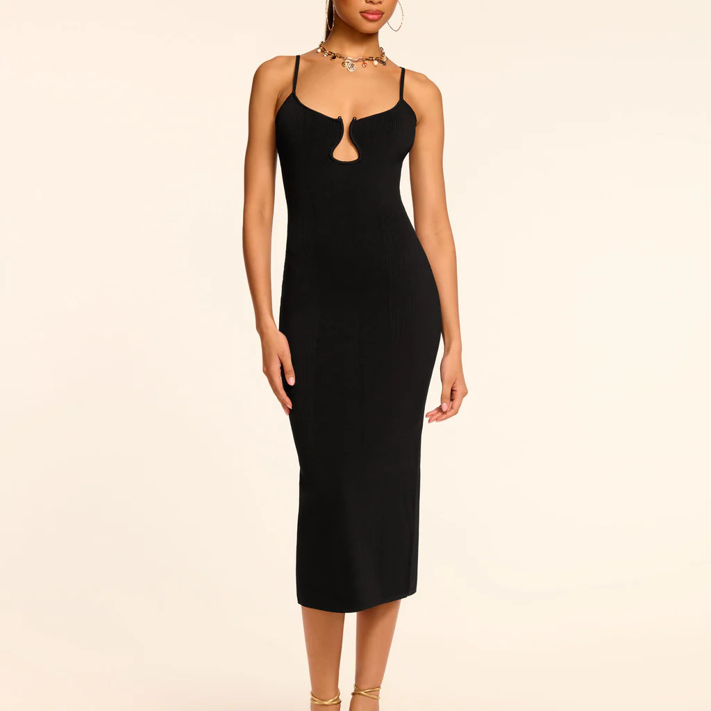 Sloan Plunging Ribbed Knit Midi Dress | Ramy Brook