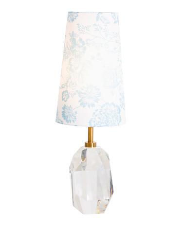 21in Crystal Table Lamp With Pleated Pattern Shade | TJ Maxx