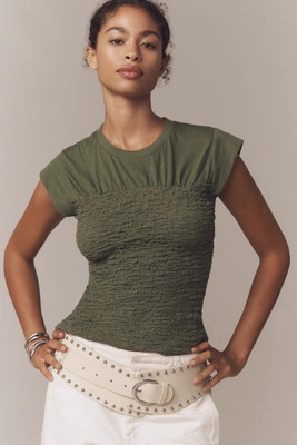 Maeve Smocked Muscle Top | Anthropologie (US)