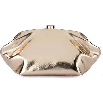 Olga Berg Tally Metallic Faux Leather Frame Clutch in Silver at Nordstrom | Nordstrom