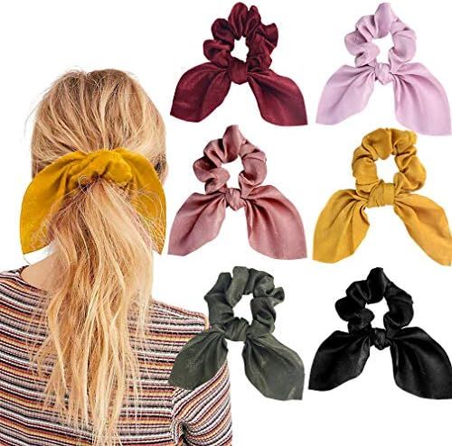 6PCS Hair Scrunchies Satin SilkRabbit Bunny Ear Bow Bowknot Scrunchie Bobbles Elastic Hair Ties B... | Amazon (US)