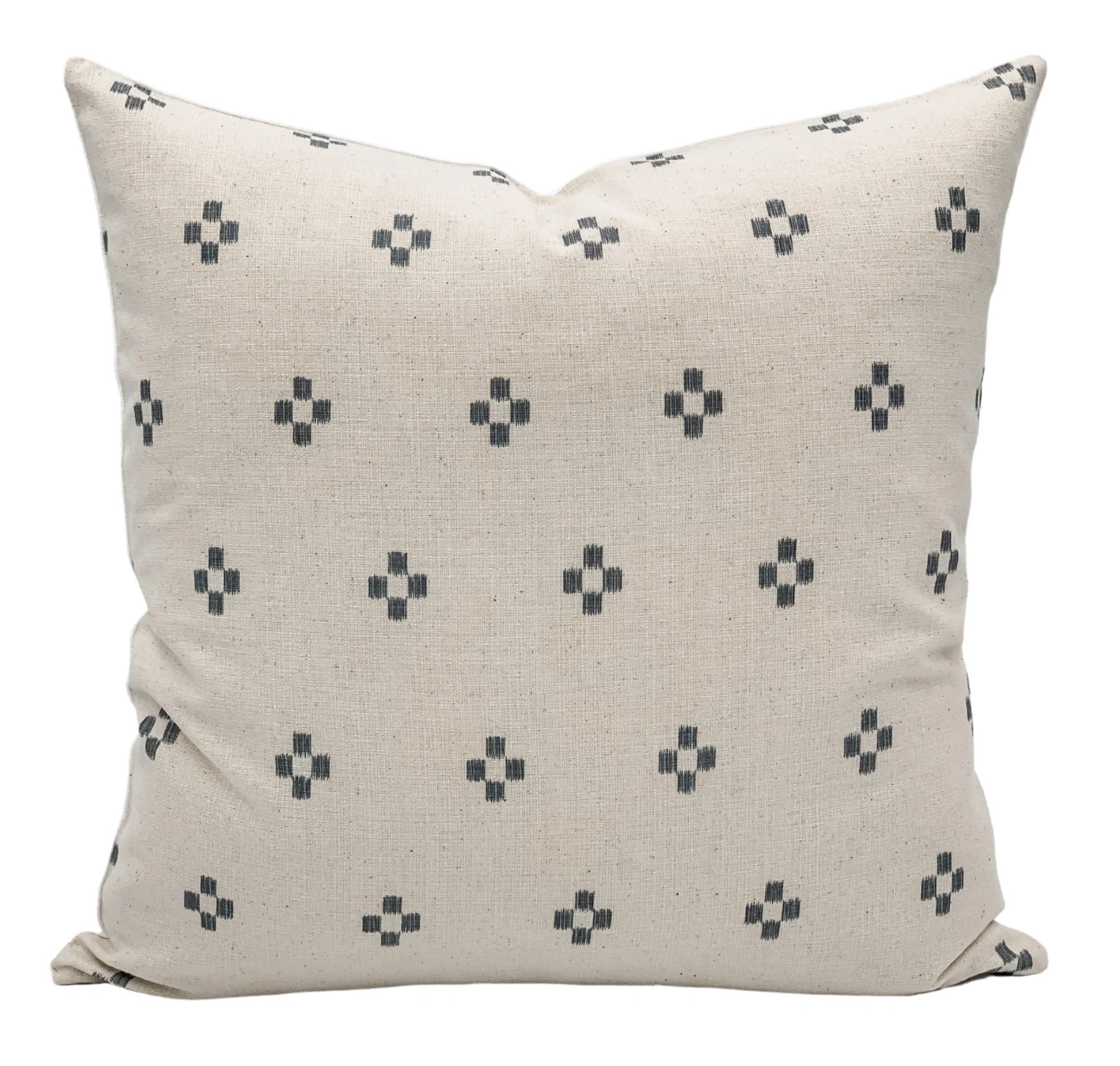 White and Blue grey Dot Hmong Pillow Cover | Krinto