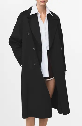 MANGO Picarol Double Breasted Wool Blend Coat in Medium Brown at Nordstrom, Size Small | Nordstrom