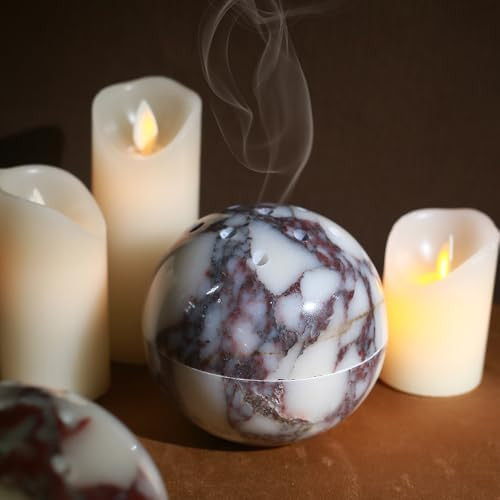 100% Natural Travertine Spherical Incense Burner, Manual Incense Burner Holder, Ideal for Smudgin... | Amazon (US)