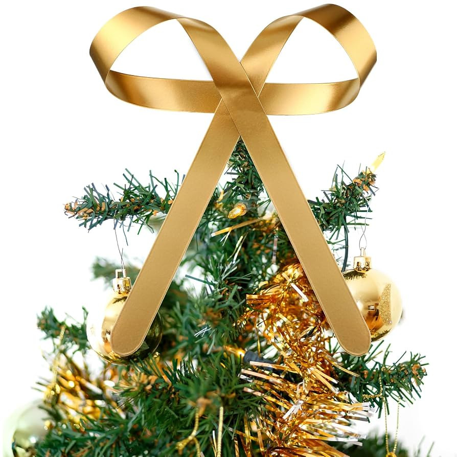 1 Pcs Large Christmas Metal Bow Tree Topper Ornaments with Clip Christmas Bow Decoration for Xmas... | Amazon (US)