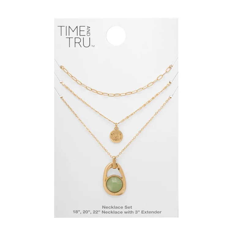 Time and Tru Women’s Gold-Tone Multi-Layer Pendant Necklace | Walmart (US)