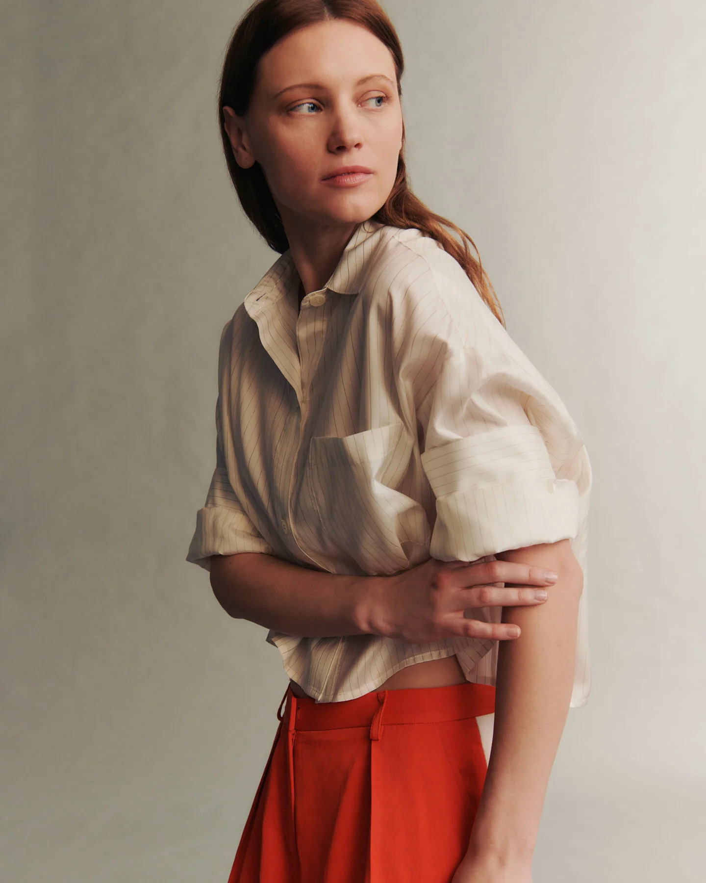 Next Ex Shirt in Silk Metallic Pinstripe | TWP