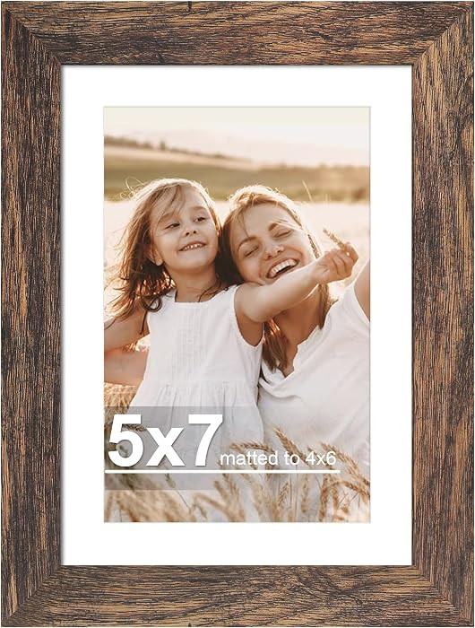 5x7 Picture Frame with Real Glass Wood Frame, 1 Pack (with Mat 4x6) | Amazon (US)