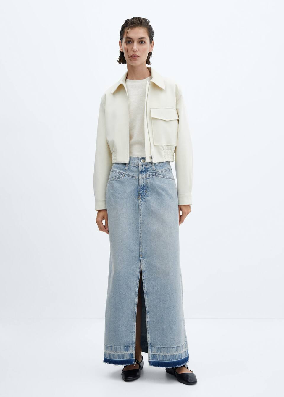 Denim long skirt | MANGO (UK)