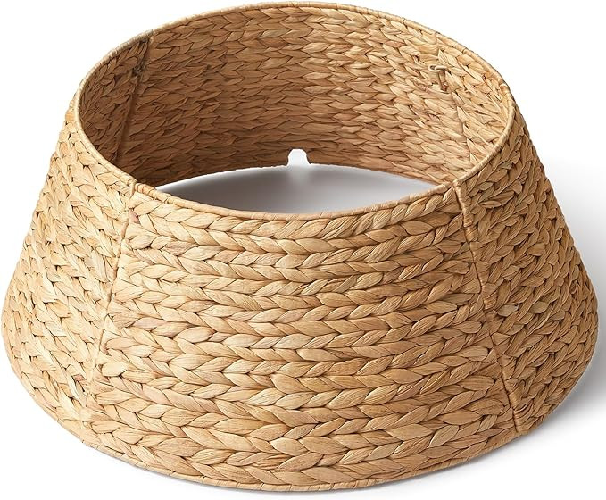 24in Hyacinth Christmas Tree Collar - Woven Rattan Basket for Christmas Tree Base Cover, Holiday ... | Amazon (US)