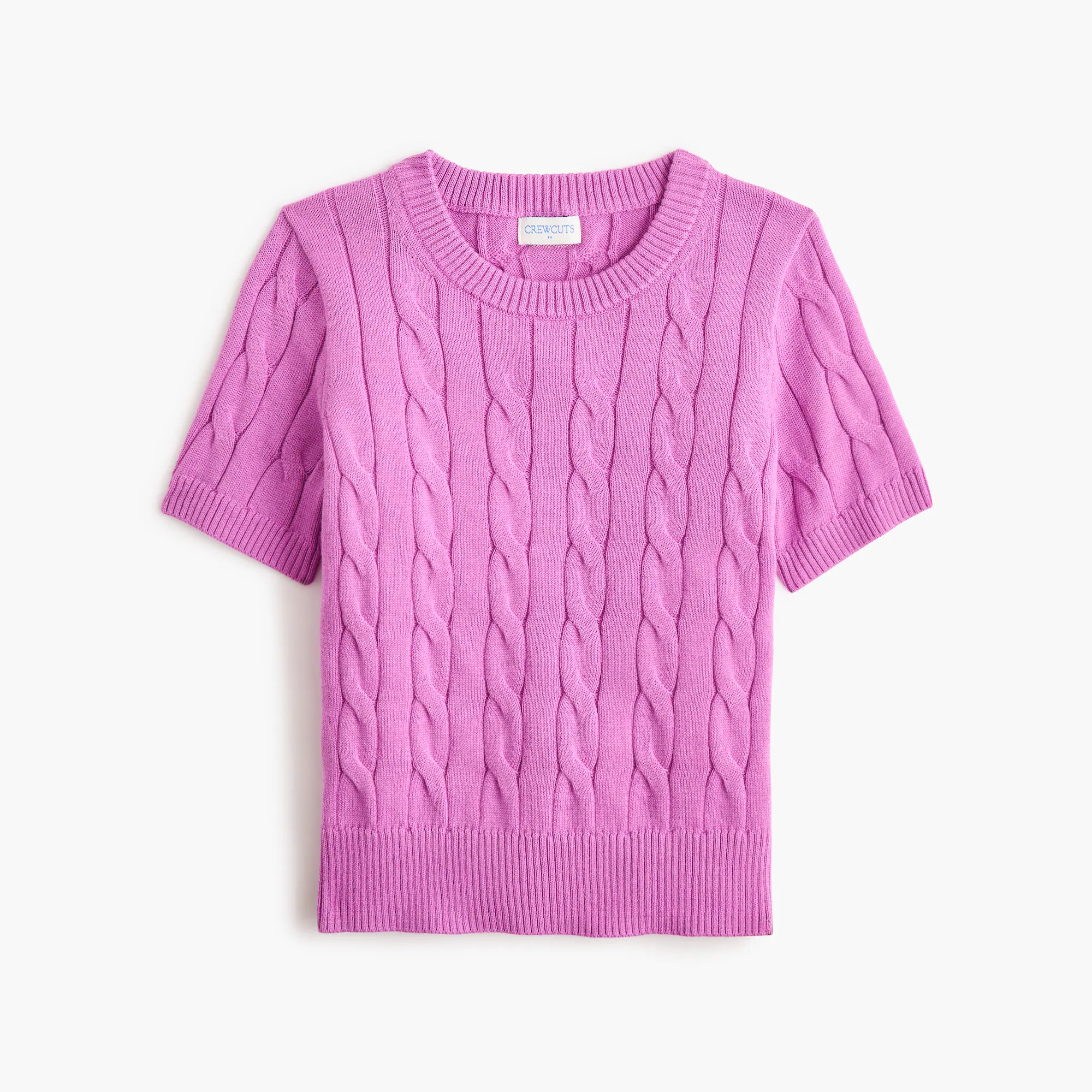 Girls' short-sleeve cotton cable crewneck sweater | J.Crew Factory