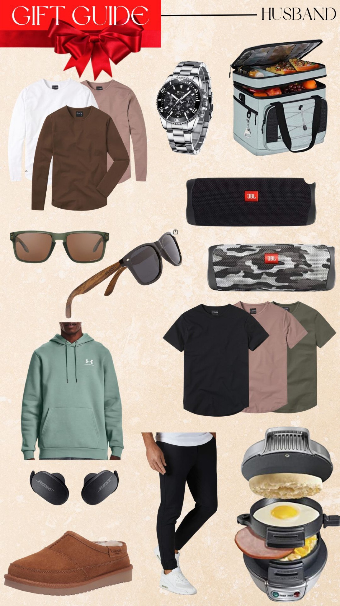 Gift guide, gifts for husband, husband, hubby, cuts, cuts clothing, jbl, wireless speaker, sunglasses, Oakley, Amazon, under armor, cooler, outdoors, joggers, sandwich maker, kitchen gadget, uggs, slippers, ear buds, bose

#LTKSeasonal #LTKGiftGuide #LTKHoliday