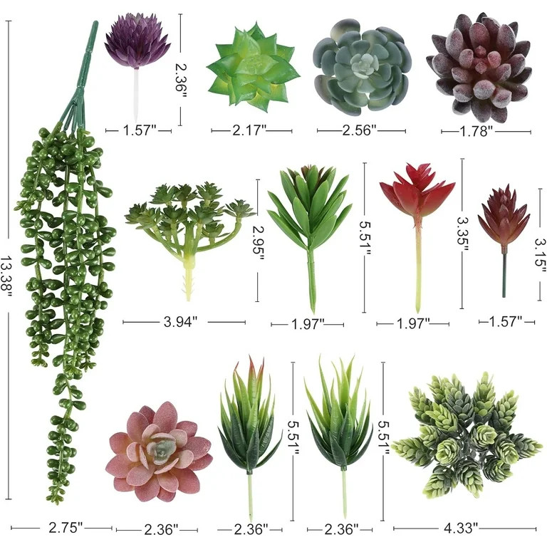 14pcs Artificial Succulents Unpotted Realistic Textured Succulent Plants Mini Fake Succulent Plan... | Walmart (US)
