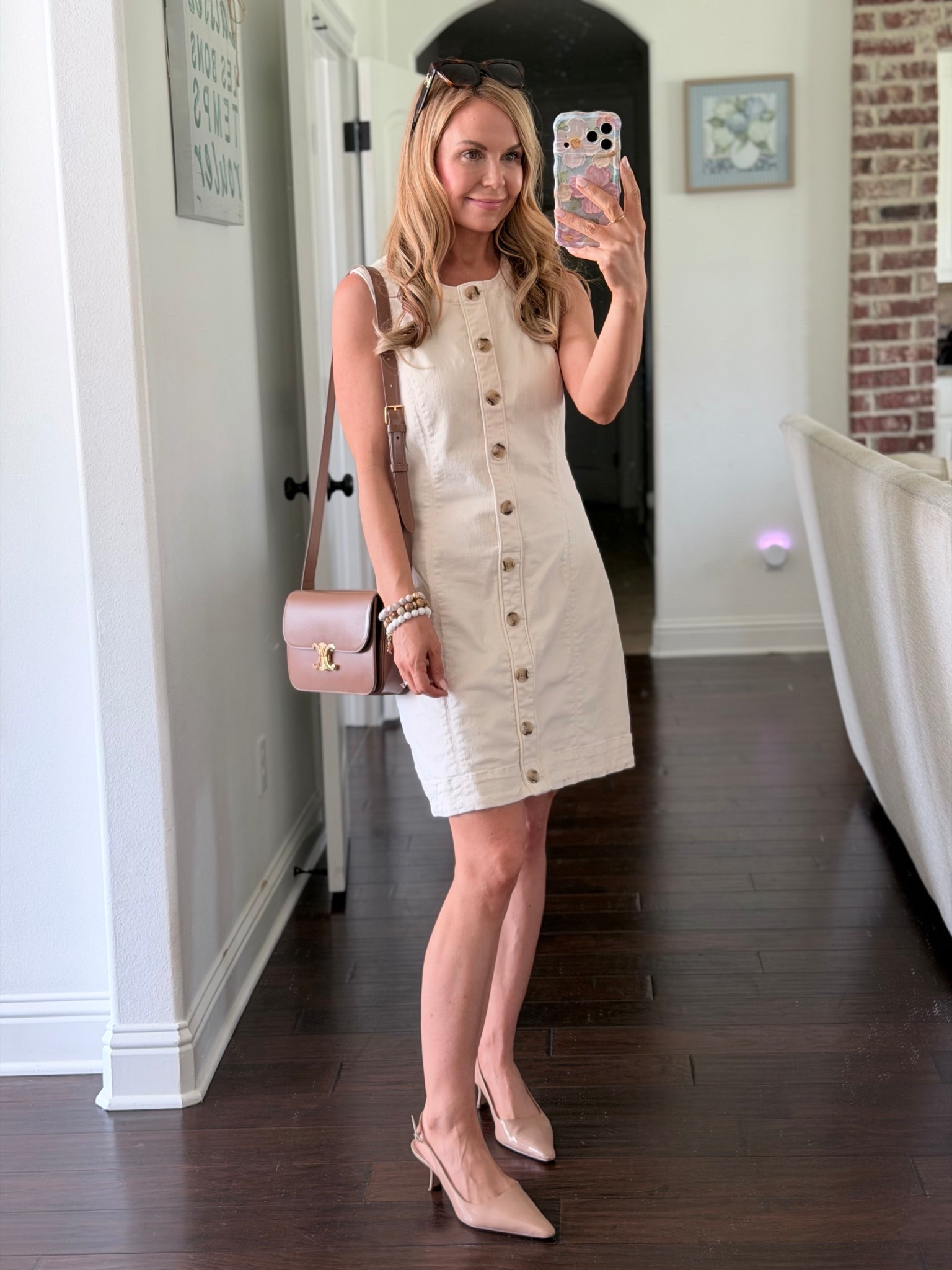 ￼ White denim dress / work style 

#LTKSaleAlert #LTKWorkwear #LTKPetite
